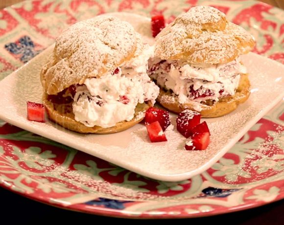 Strawberry Cream Puffs with berries