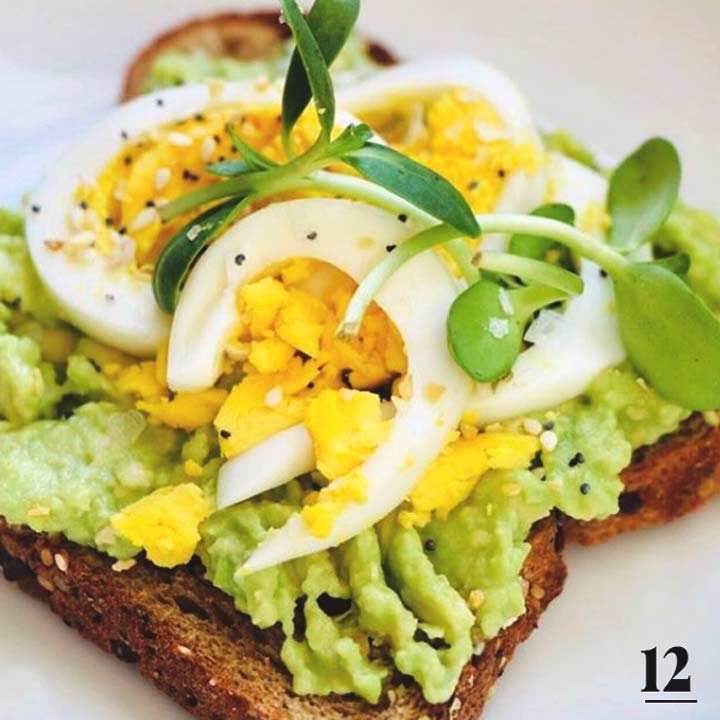 avocado boiled egg sunflower microgreen toast