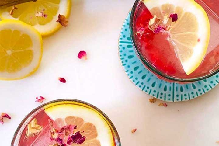 raspberry rose lemonade cocktails