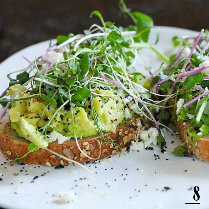 avocado, feta and microgreen toast