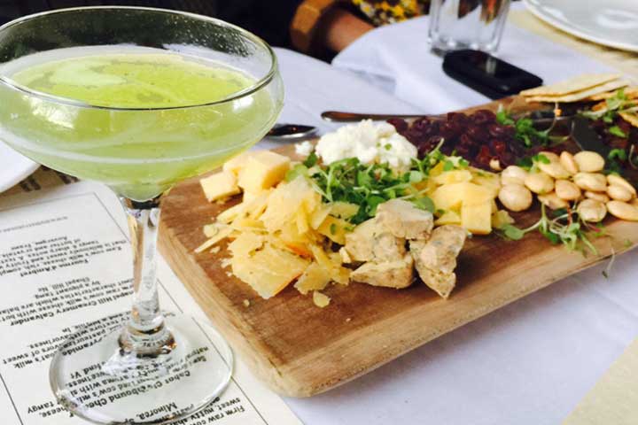 Basil Gimlet and Charcuterie at Joy Bistro