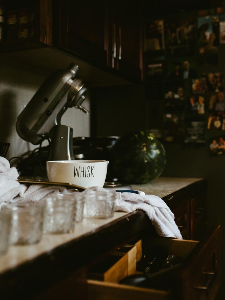 mixer, whisk bowl and individual jars