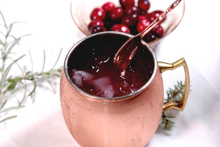 Holiday mule with cocktail stirrer