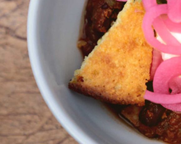 Jalapeno Cheddar Cornbread with pickled onions