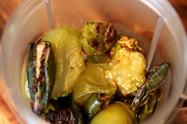 roasted peppers in processor