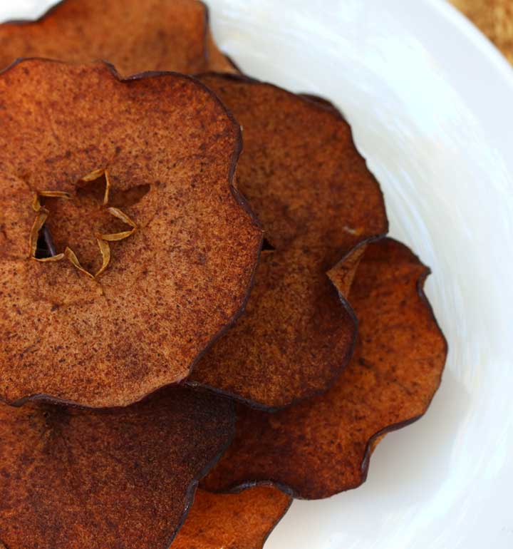 plate of apple crisps